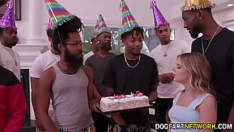 Coco Lovelock Receives A Surprise Birthday Gift Of 11 Black Cocks In A Bukkake-Style Video