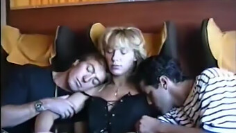 A Train Ride With Two Men And An Inexperienced Woman Performing Oral Sex