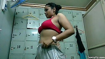 Horny Indian Beauty Lily Exercises Naked In Gym