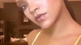 Rihanna'S Homemade Selfie Featuring Her Ample Bosom In A Black Bra