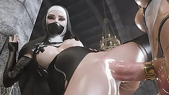 Sensual Anime Nun Indulges In Debauchery With A Massive Penis