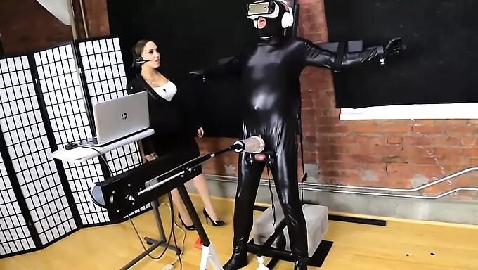 Femdom training with machine fucking