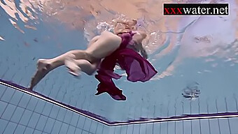 Russian Redhead In The Pool, Smoking And Swimming In The Nude