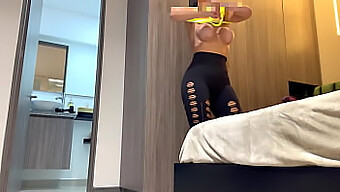 Voyeur Footage Of A Fitness Model Preparing For The Gym (Latina Beauty With Big Natural Tits And Legs)