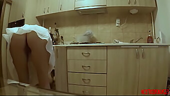 Undercover camera captures forbidden kitchen encounter with attractive teen stepsister