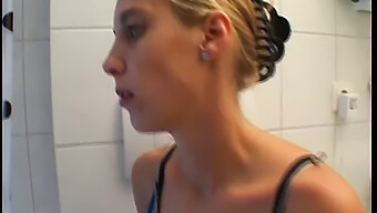 German Blonde Girl'S Intimate Bathroom Masturbation Session