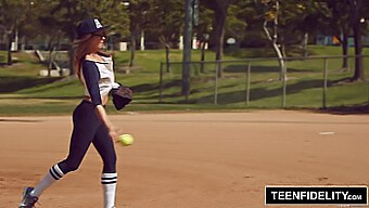 Kirsten Lee Gets A Messy Creampie From Her Coach In Softball Scene