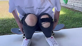 Inked Skater Teen Experiences Intense Orgasm In Public Setting