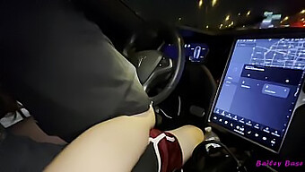 Bailey Base, The Attractive Young Teen, Engages In Sexual Activity With A Tinder Match While Operating A Tesla, Captured In High Definition