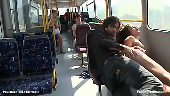 Young European Woman Engages In Sexual Activity On A Municipal Vehicle